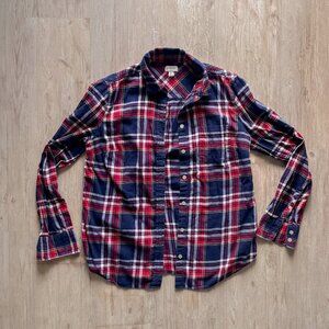 J. Crew Flannel Button-Down Shirt in Boy Fit - Antique Navy Red Plaid